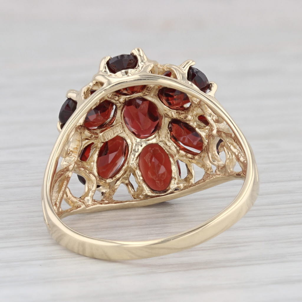 Light Gray 4ctw Garnet Flower Cluster Ring 14k Yellow Gold Size 7.25