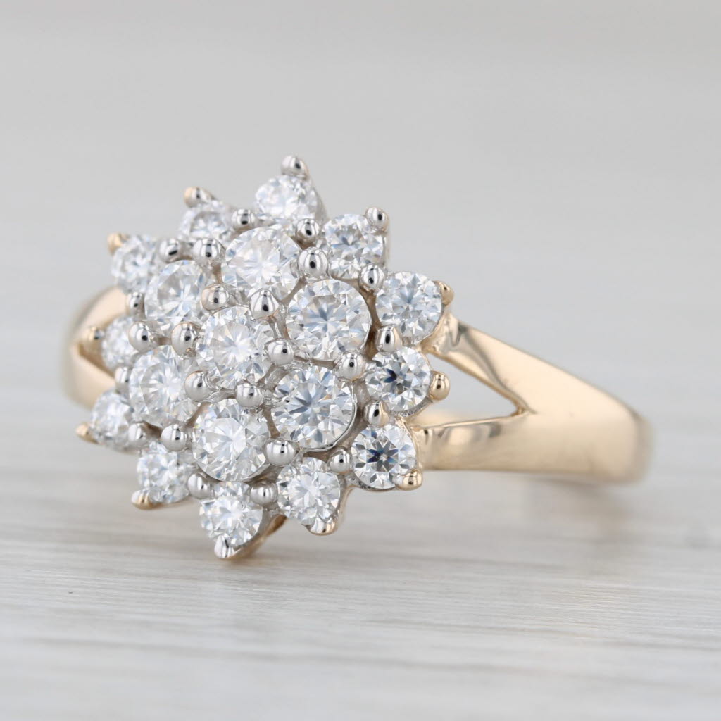 Light Gray 0.65ctw Moissanite Flower Cluster Ring 10k Yellow Gold Size 5