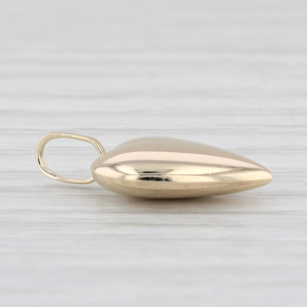Light Gray Small Puffy Heart Charm 14k Yellow Gold Pendant