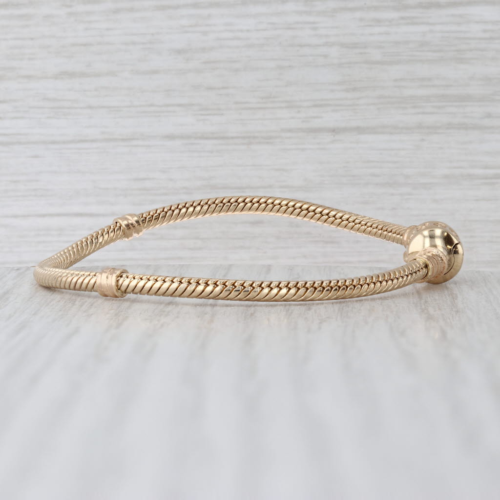 Pandora Moments Gold Clasp Charm Bracelet 550702 14k Yellow Gold 6.5" 16.5cm