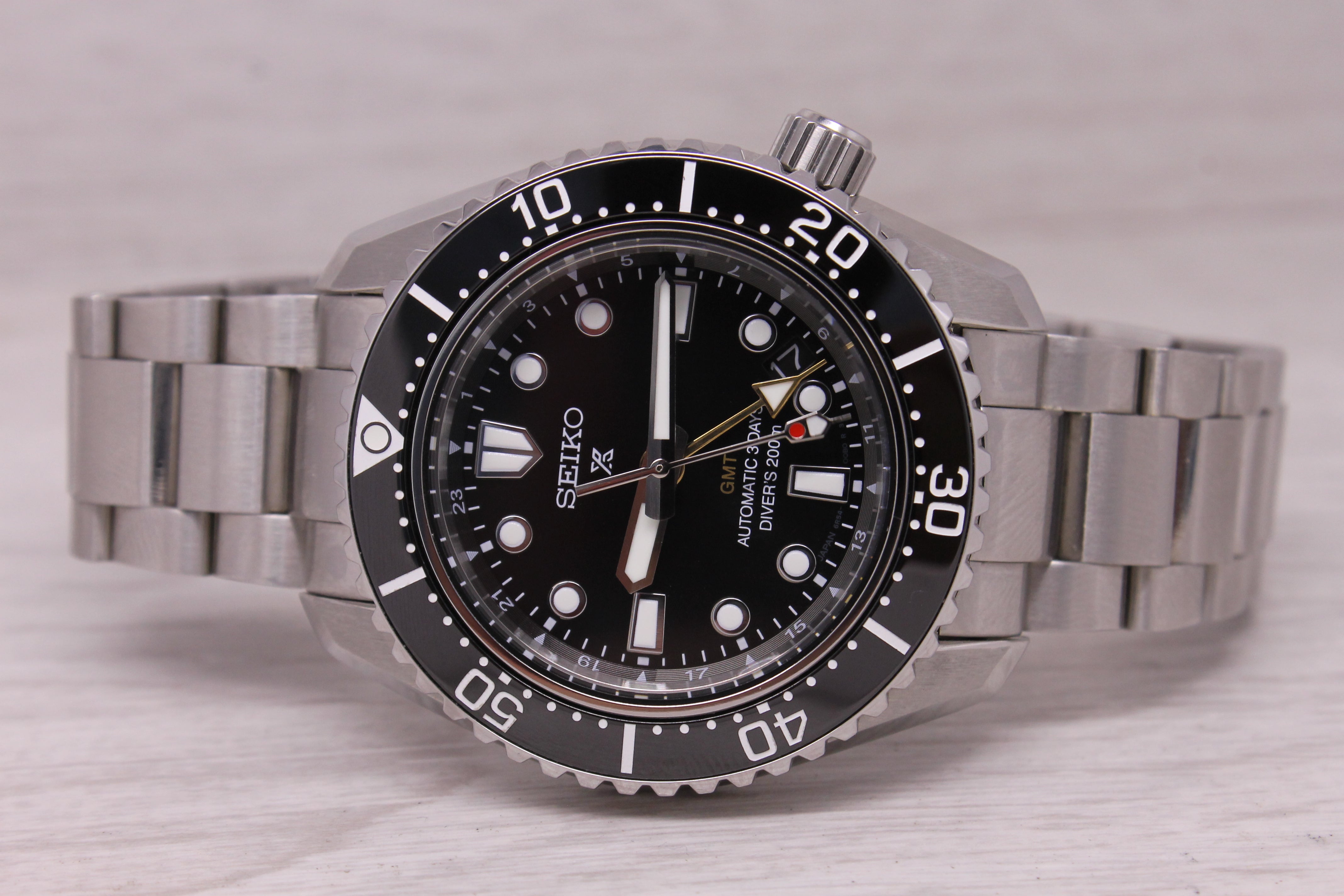 Seiko Prospex GMT SPB383J1 Mens 42mm Steel Automatic Diver Watch Bracelet & Box