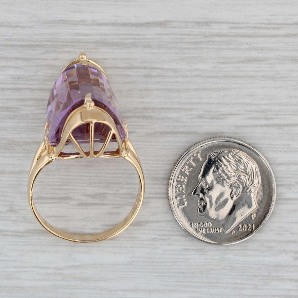 Gray Amethyst Solitaire Ring 18k Yellow Gold Size 7.25 Cocktail