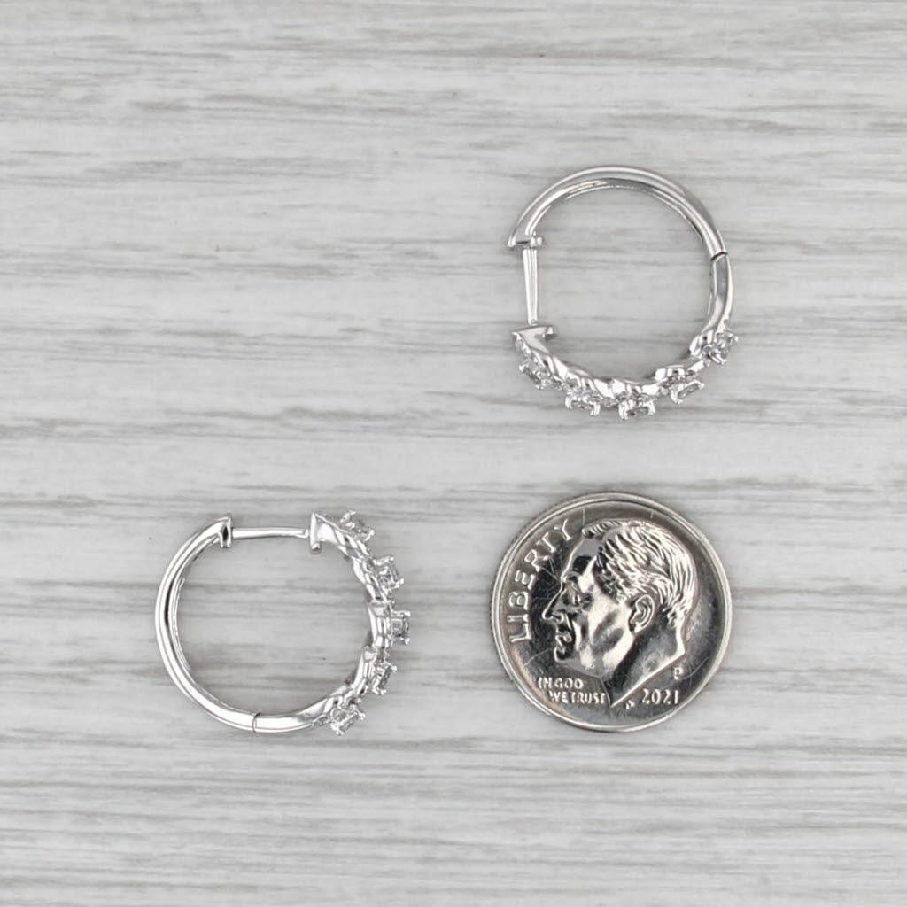 0.50ctw Diamond Woven Hoop Earrings 14k White Gold Snap Top Round Hoops