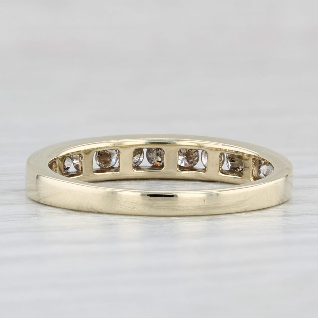 Light Gray 0.45ctw Diamond Wedding Band 10k Yellow Gold Size 7 Stackable Anniversary Ring