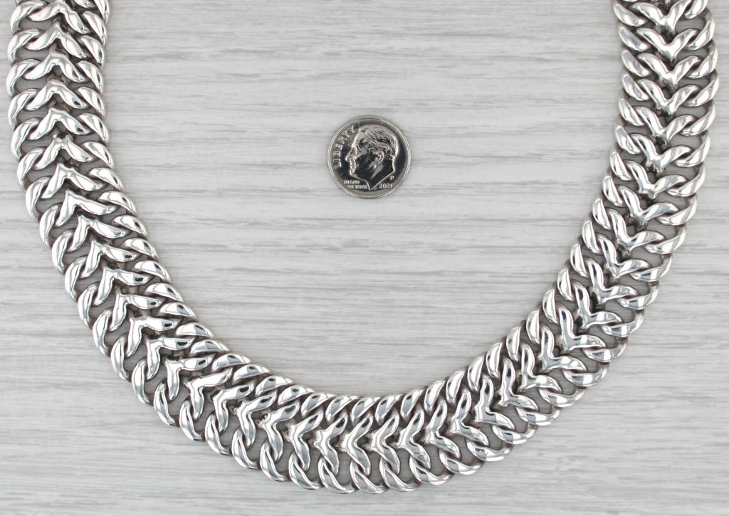 Vintage Espinoza Double Armor Link Chain Sterling Silver 18.5" Taxco Mexico