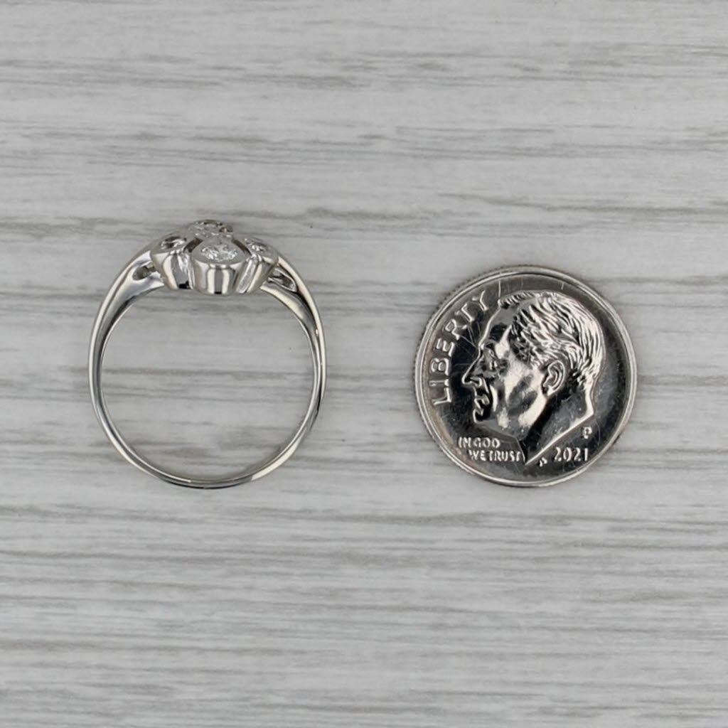 Vintage Converted Stickpin 0.19ctw Diamond Ring 14k White Gold Size 6.25