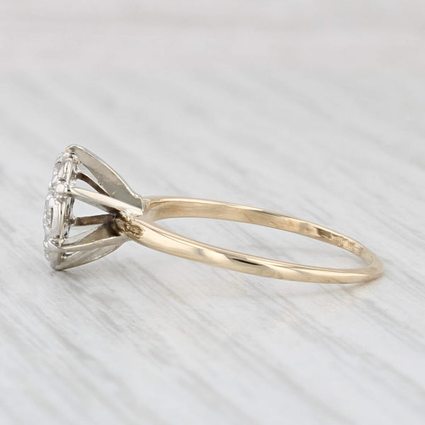 0.45ctw Diamond Cluster Engagement Ring 10k Gold Vintage Size 7