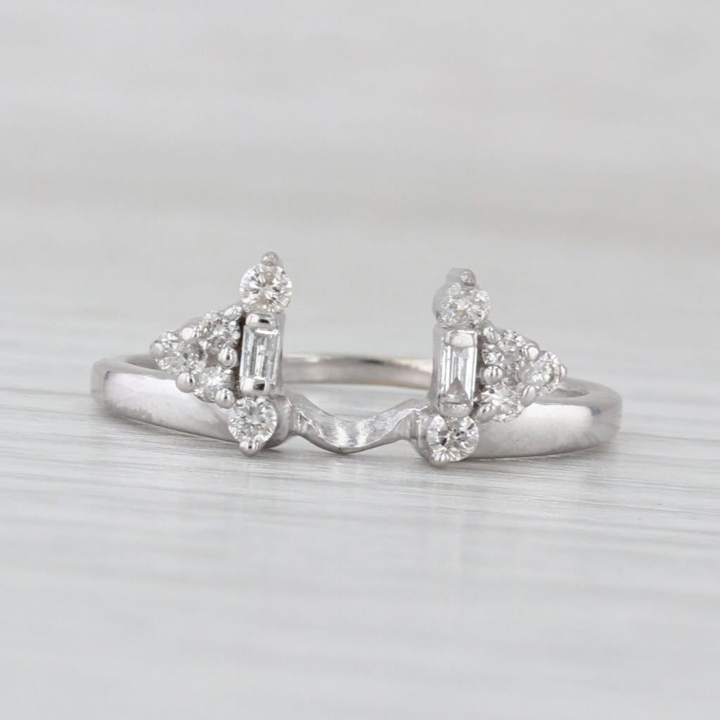 0.26ctw Diamond Ring Ehancer Guard Jacket 14k White Gold Wedding Band Size 6.5