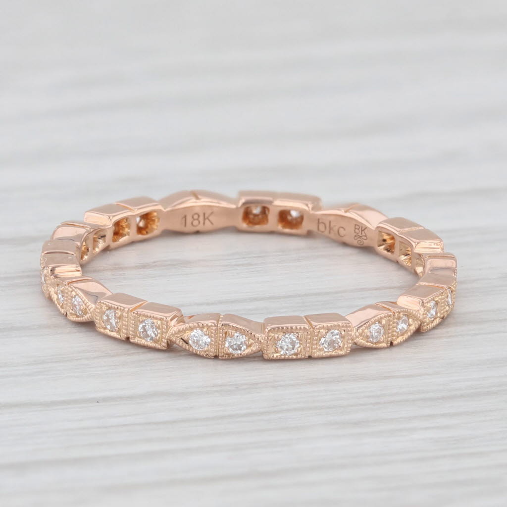 Light Gray New Diamond Eternity Band 18k Rose Gold Sz 6.5 Wedding Stackable Ring Beverley K