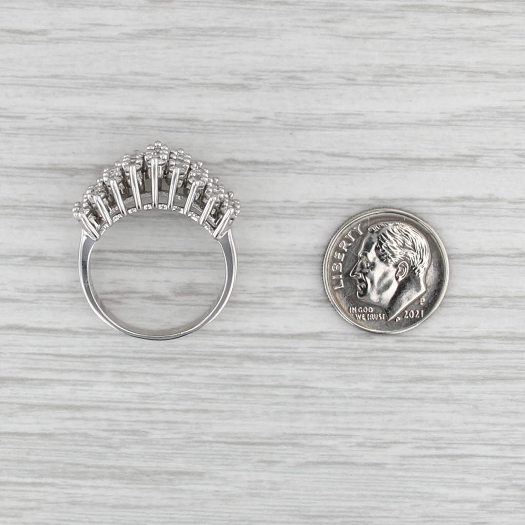 1.55ctw Diamond Rows Ring 14k White Gold Size 8.75 Cocktail Cluster
