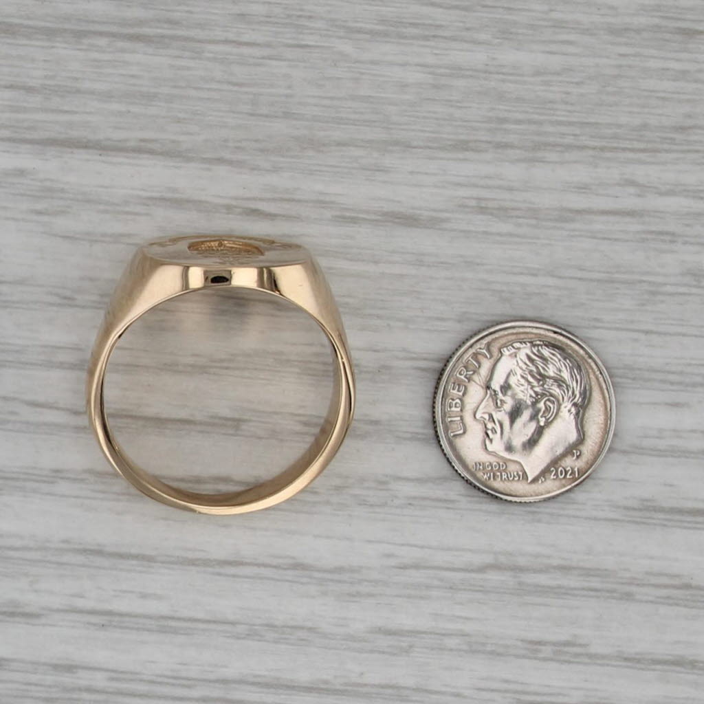 Vintage Church & Co Latin Coat of Arms Signet Ring 14k Yellow Gold Size 13