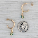 Gray 0.80ctw Lab Created Emerald Diamond Teardrop Dangle Half Hoop Earrings 14k Gold