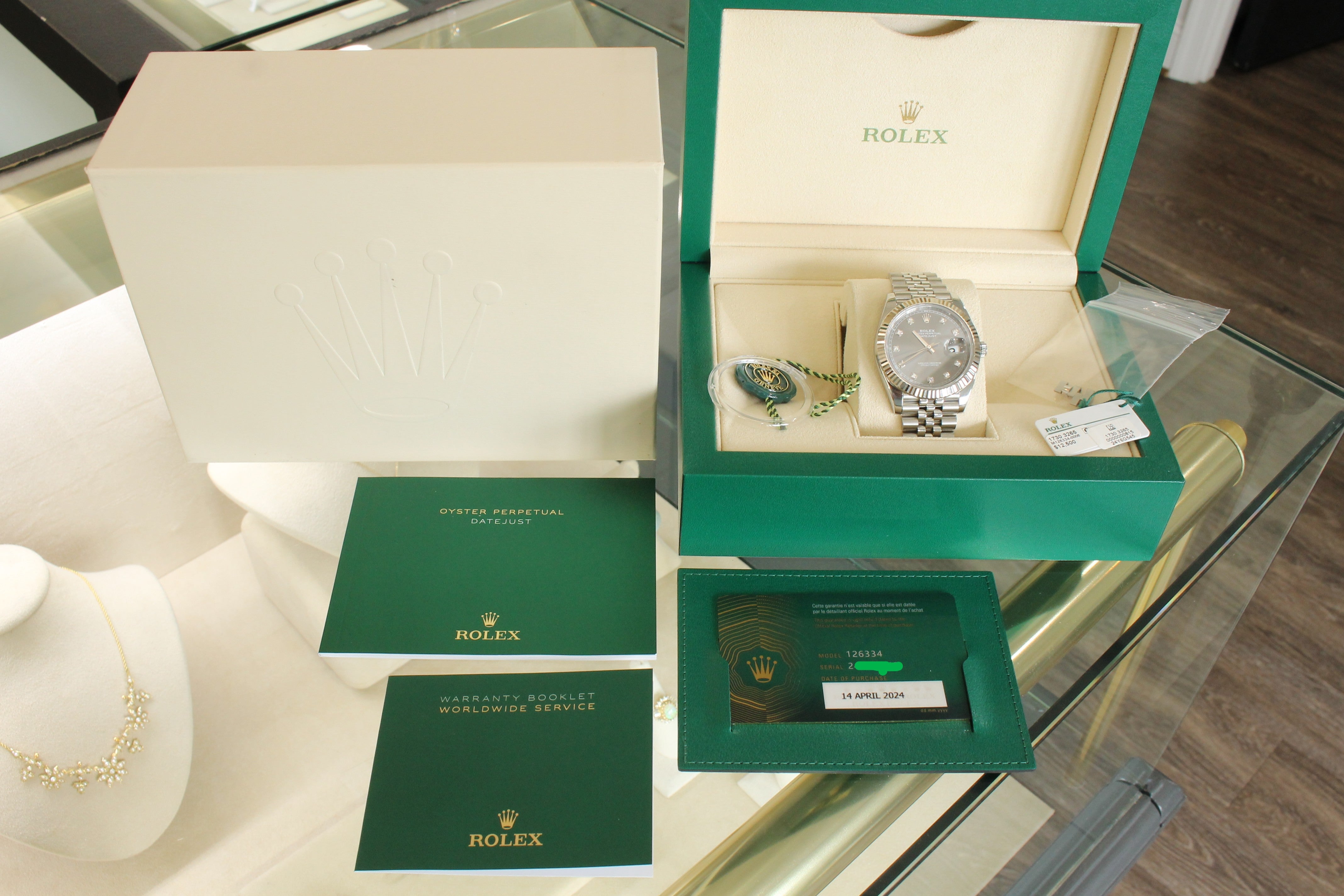 2024 Rolex Datejust 41mm Mens 126334 Slate Diamond Dial Jubilee w Box Card Tag