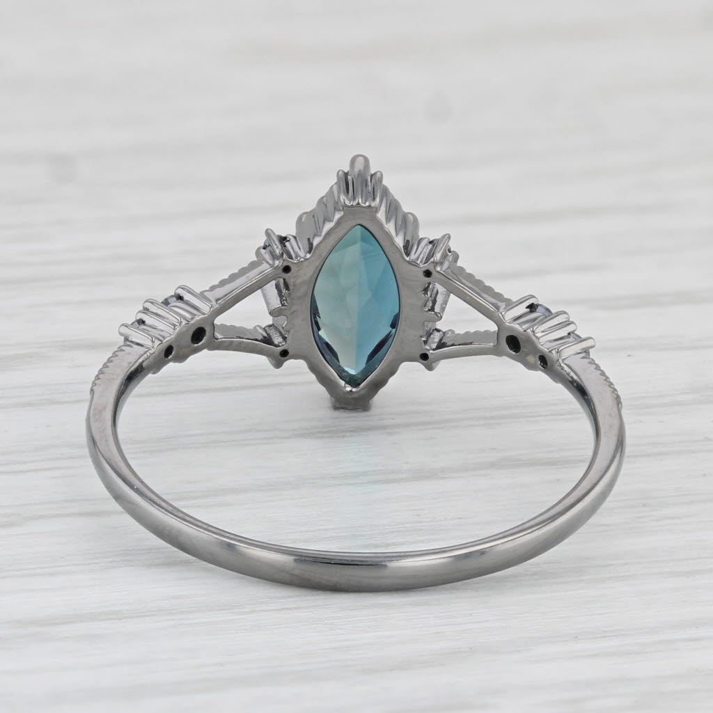 Light Gray Lab Created Alexandrite Simulated Black Diamond Gothic Ring 14k Gold Size 9-9.25
