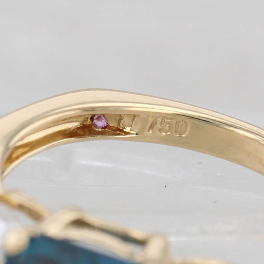 Light Gray Krementz 3.76ctw Lab Created Blue Spinel Diamond Sapphire Ring 18k Gold Sz 6.75