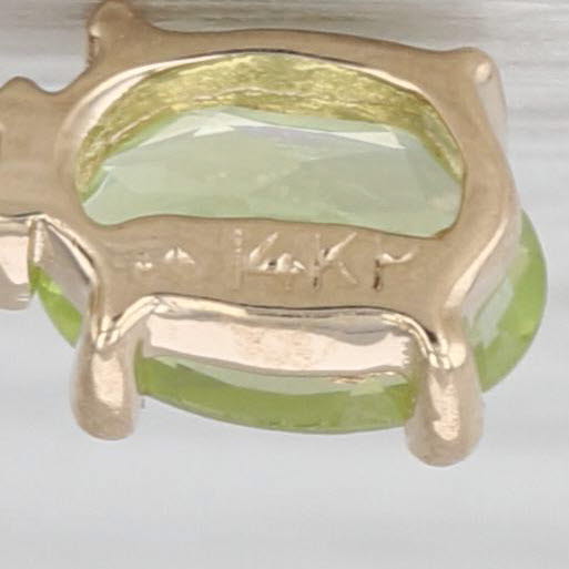 Small 0.53ctw Peridot Diamond Pendant 14k Yellow Gold Oval Solitaire