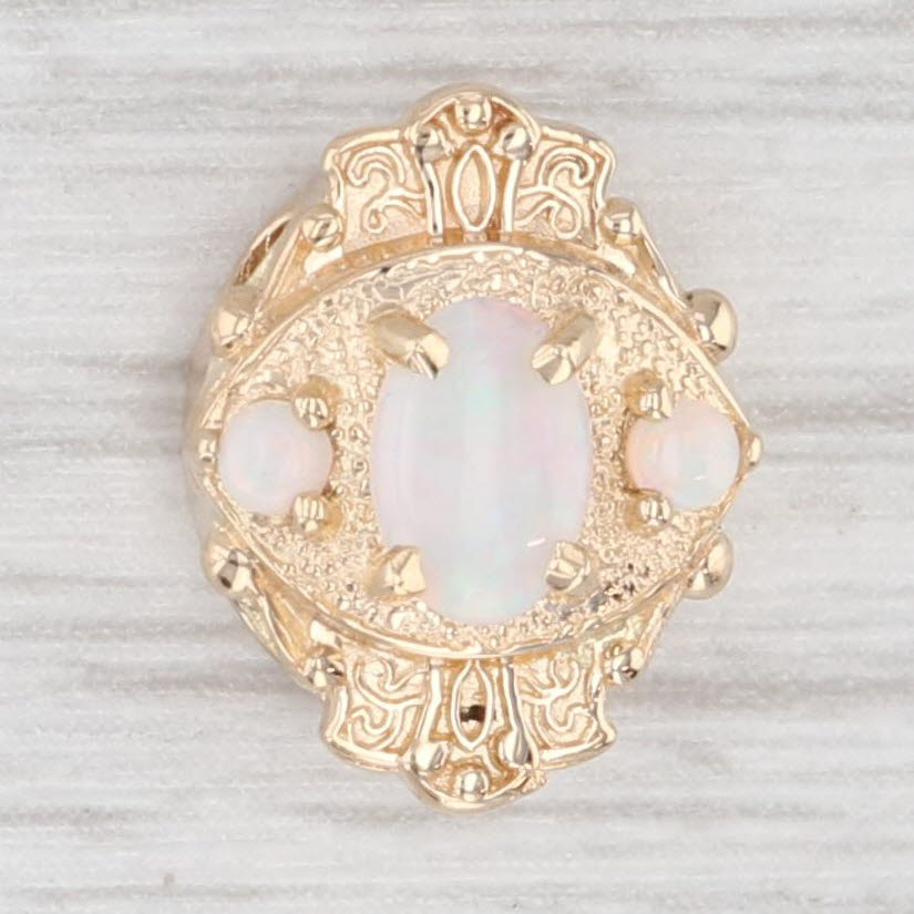 Light Gray Opal Slide Bracelet Charm 14k Yellow Gold Vintage Old Victoria