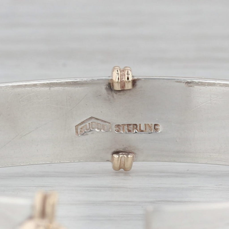 Vintage Succo Dots Screws Bangle Bracelet Sterling Silver 14k Gold 6.75"