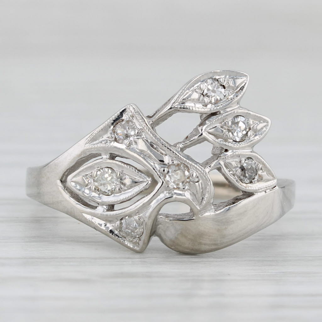 Light Gray Vintage 0.15ctw Diamond Ring 14k White Gold Size 7
