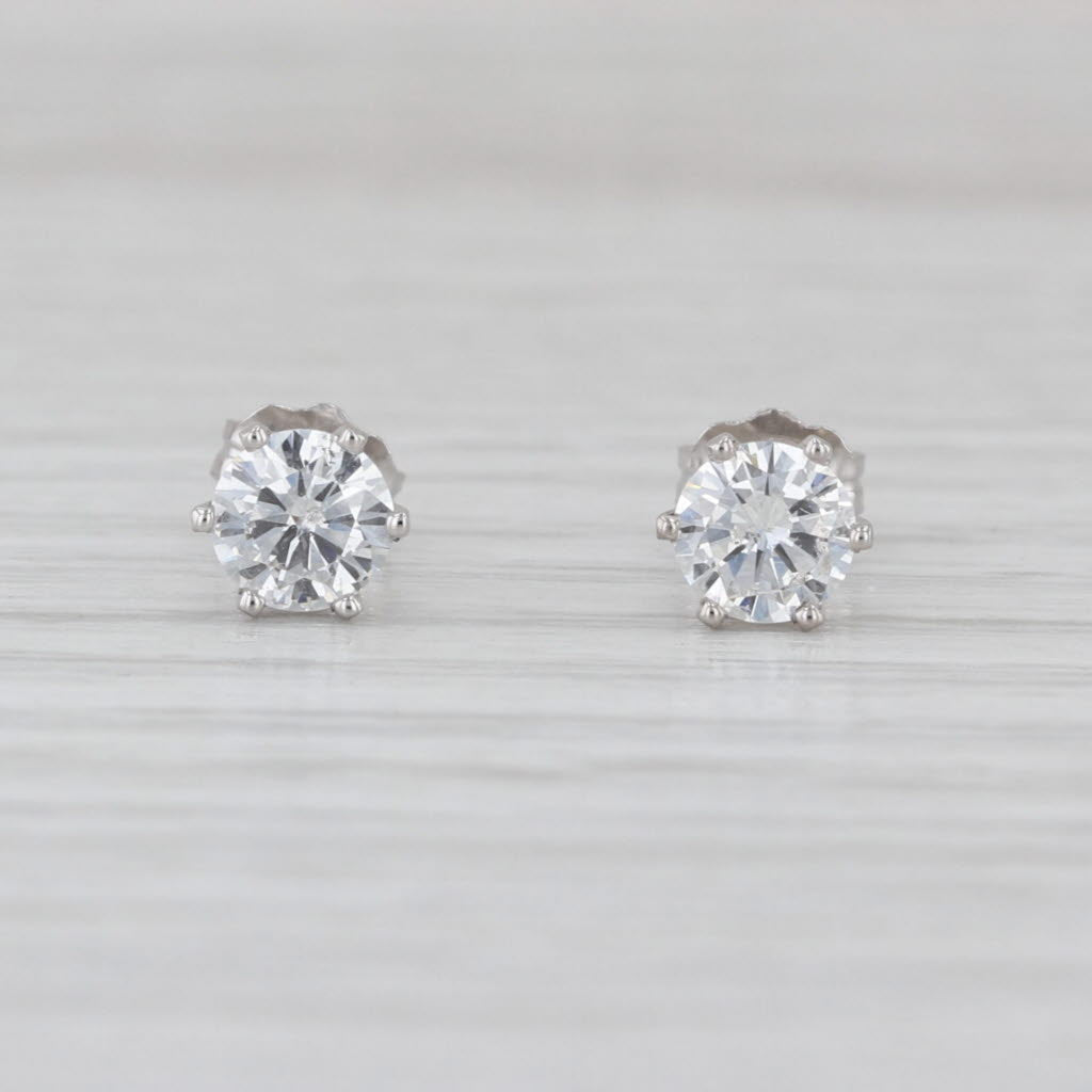 0.81ctw Round Solitaire Stud Earrings 14k White Gold Studs