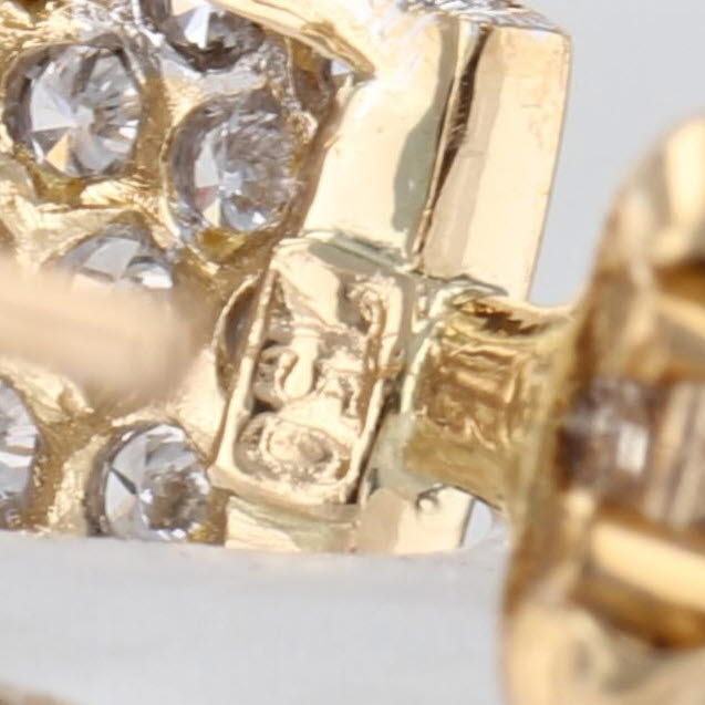 2.28ctw Pave Diamond Half Hoop Earrings 18k Yellow Gold Omega Back Drops