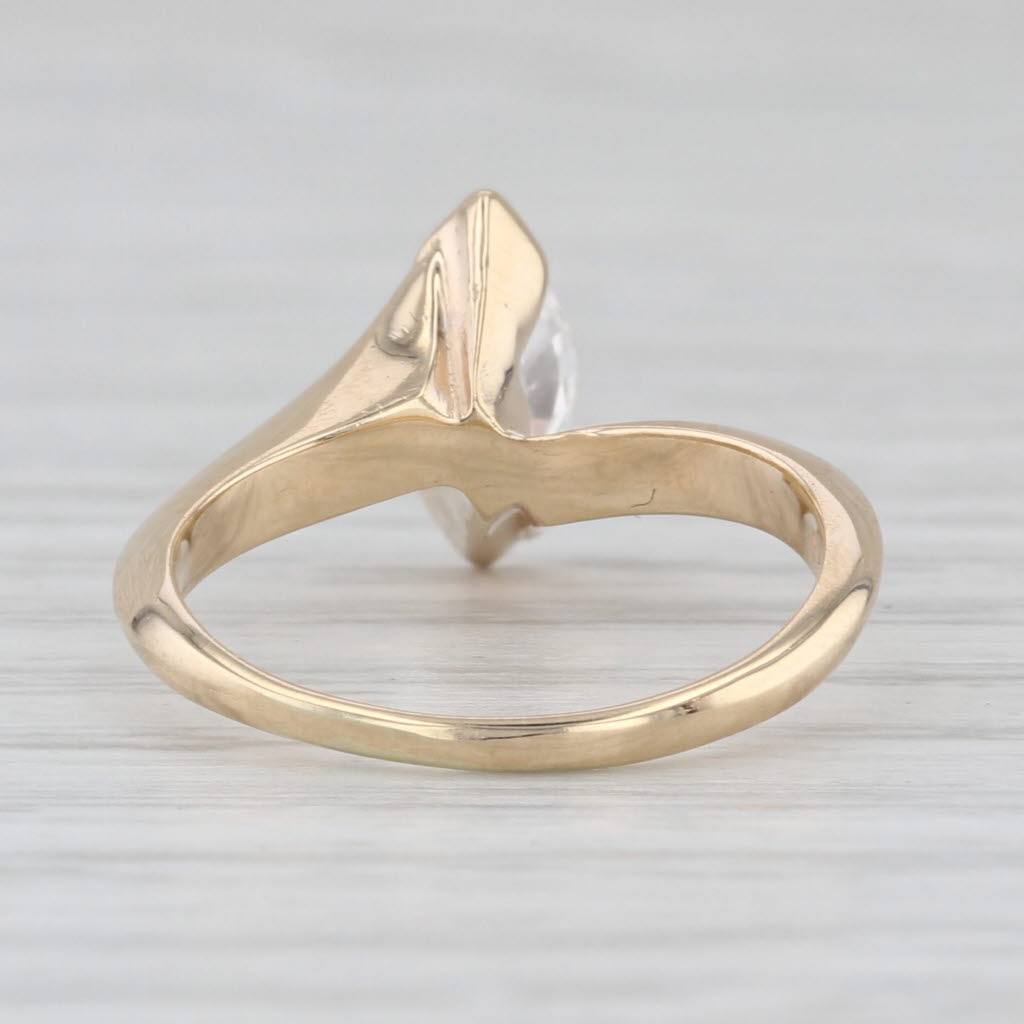 0.62ct Marquise Solitaire Diamond Engagement Ring 14k Yellow Gold Bypass Sz 4.75