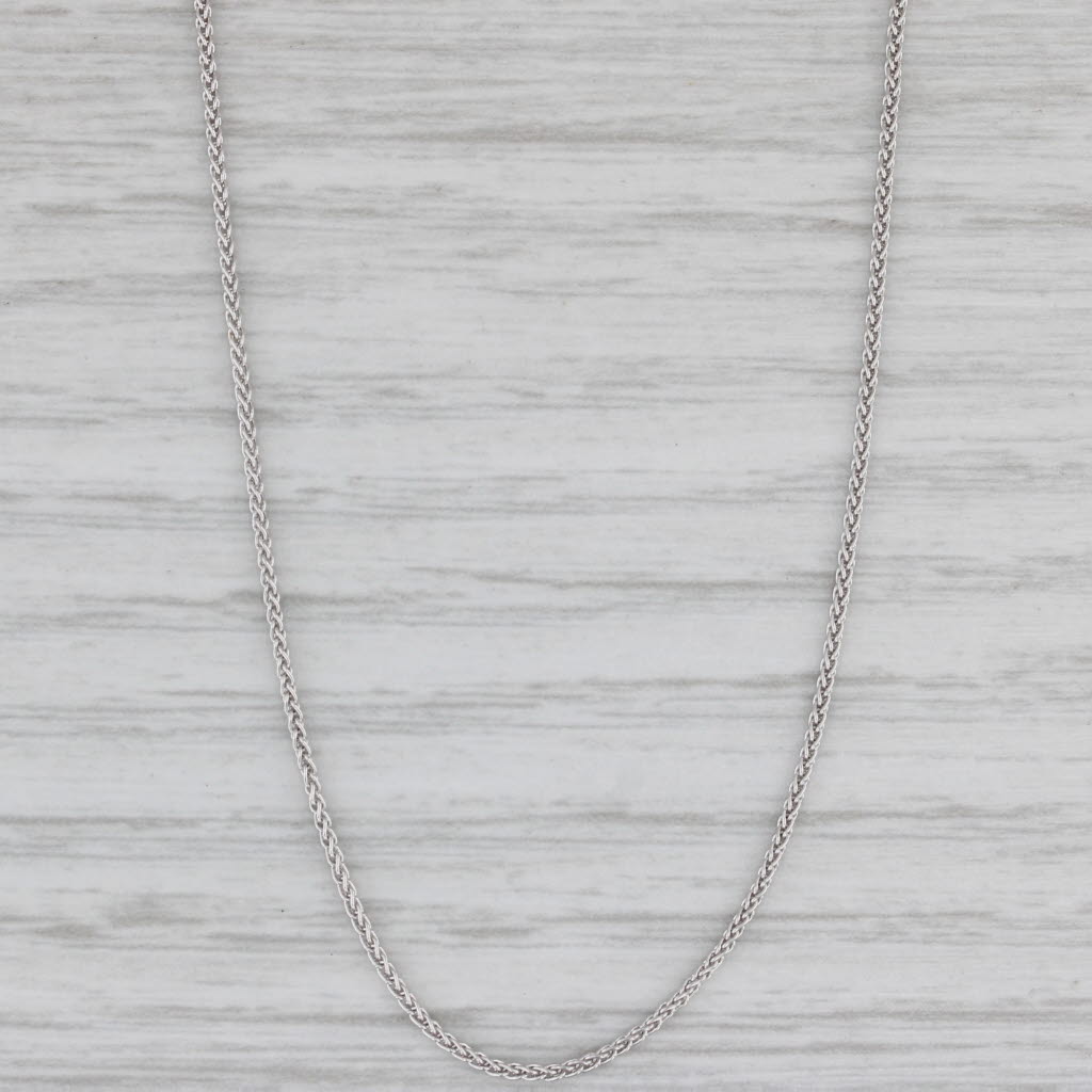 Gray New Wheat Chain Necklace 10k White Gold 16" 1mm