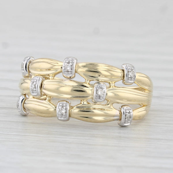 Diamond Accented 3-Band Ring 18k Yellow Gold Size 7.25