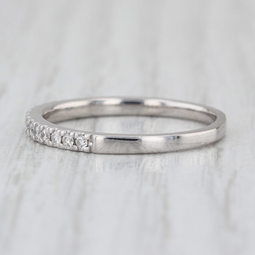 0.14ctw Diamond Wedding Anniversary Band 14k White Gold Size 7.5 Stackable Ring