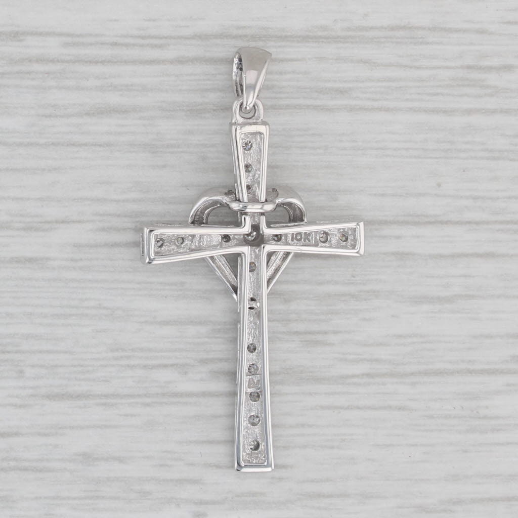 Gray Diamond Heart Cross Pendant 10k White Gold Religious