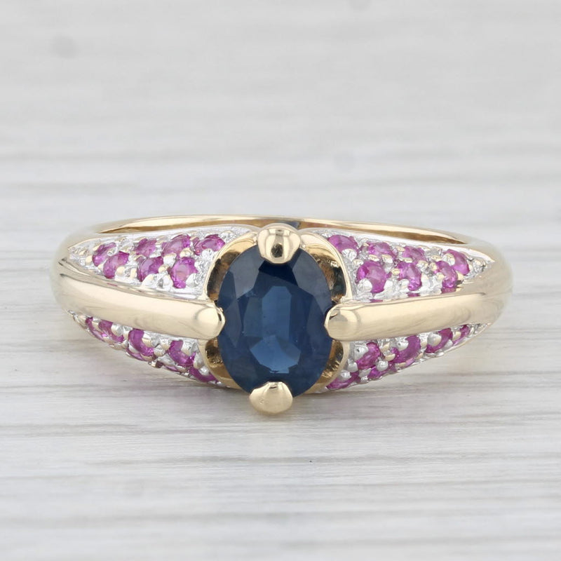 1.54ctw Oval Blue Sapphire Pink Sapphire Ring 10k Yellow Gold Size 6.75