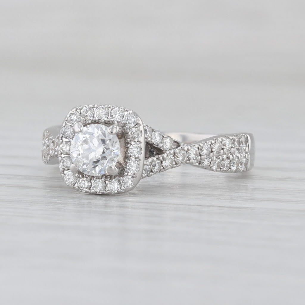 Vera Wang 0.93ctw Diamond Halo Engagement Ring 14k White Gold Size 6.25