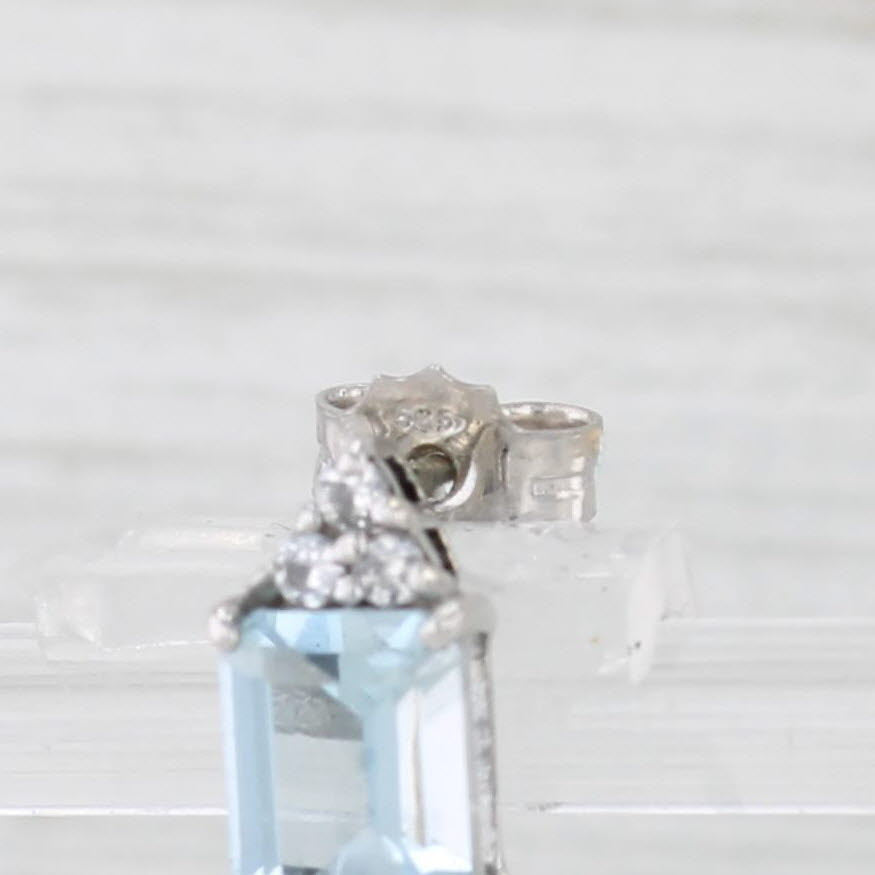 Light Gray 1.89ctw Aquamarine White Sapphire Stud Earrings 10k White Gold