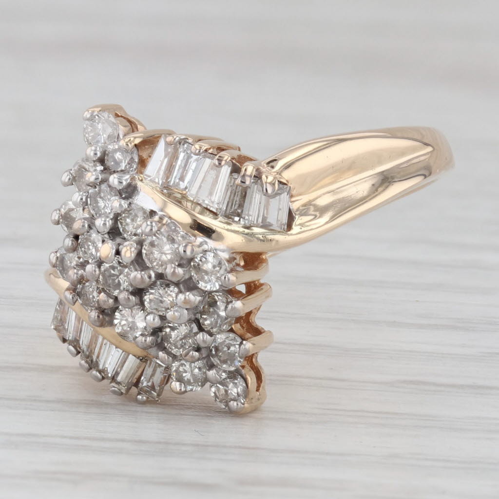 Gray 0.65ctw Diamond Cluster Bypass Ring 14k Yellow Gold Size 7.25