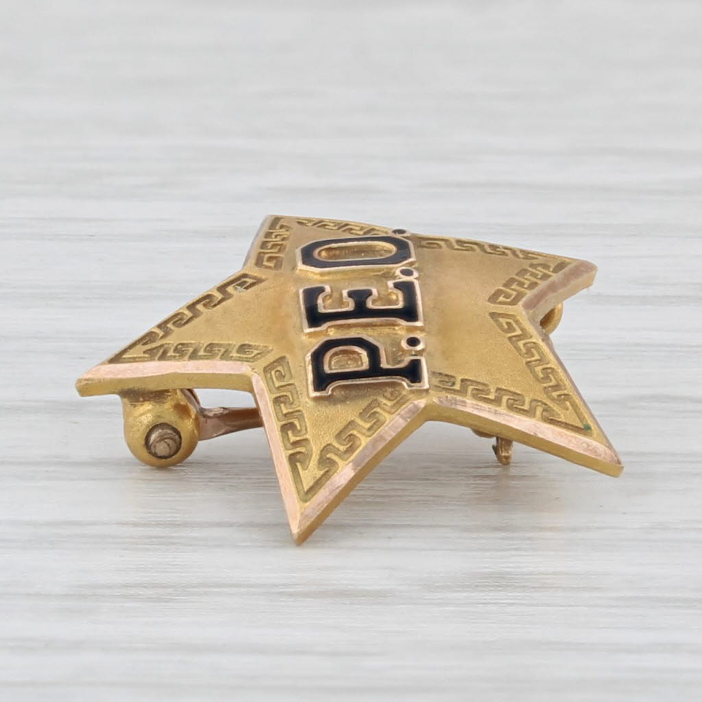 Light Gray PEO Sorority Star Badge 10k Gold Vintage Nonprofit Society Pin