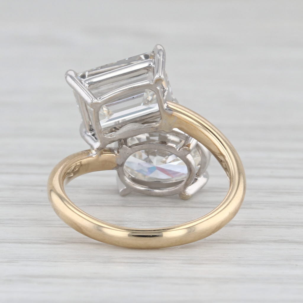 New 5.22ctw Lab Grown Diamond Ring Oval Emerald Cut Bypass 14k Gold IGI G VS2