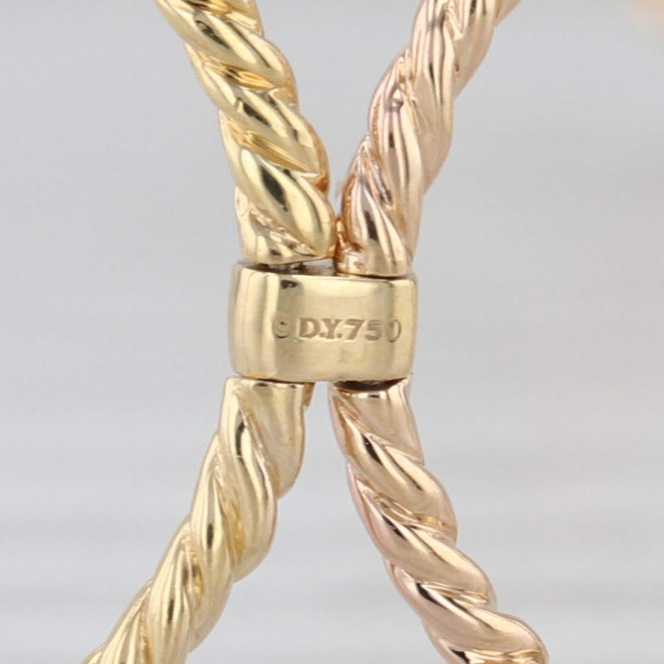 David Yurman Diamond 6 Row Cable Origami Ring 18k Gold Stacked Bands Size 7