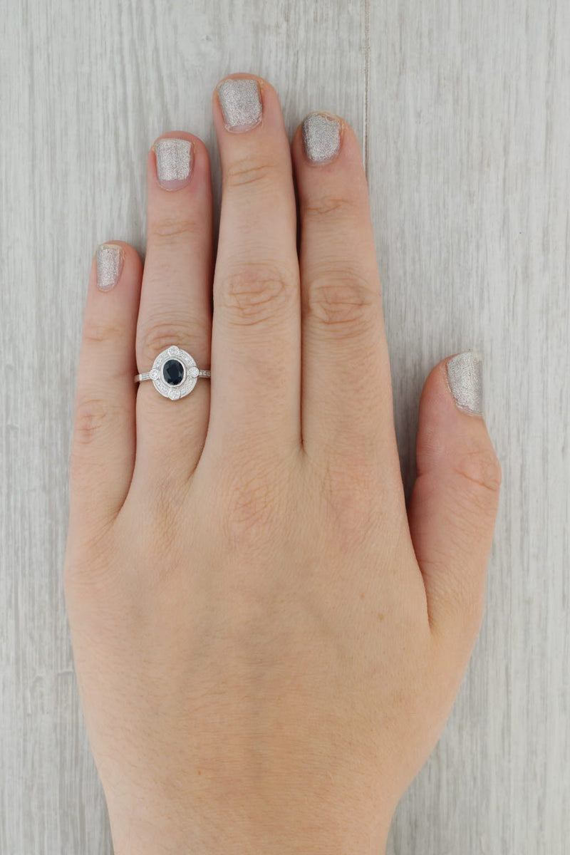 Dark Gray New Beverley K 0.95ctw Sapphire Diamond Halo Ring 14k Gold Size 7.25 Engagement