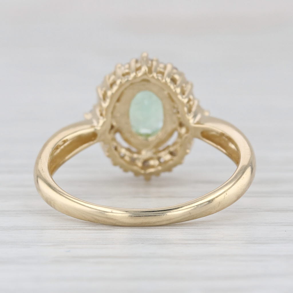 1.02ctw Green Tourmaline Diamond Halo Ring 14k Yellow Gold Size 7 Engagement