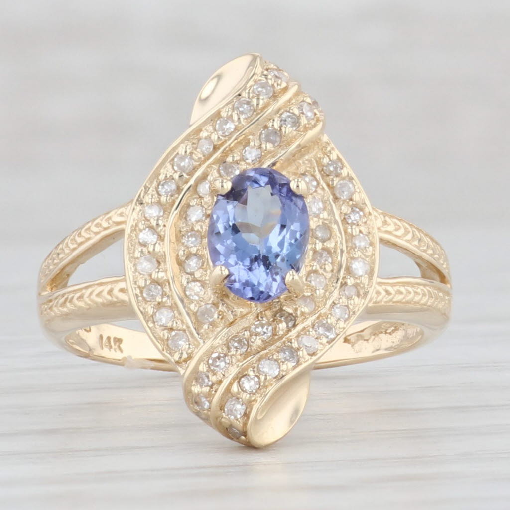 Light Gray 0.83ctw Tanzanite Diamond Ring 14k Yellow Gold Size 8 Cocktail