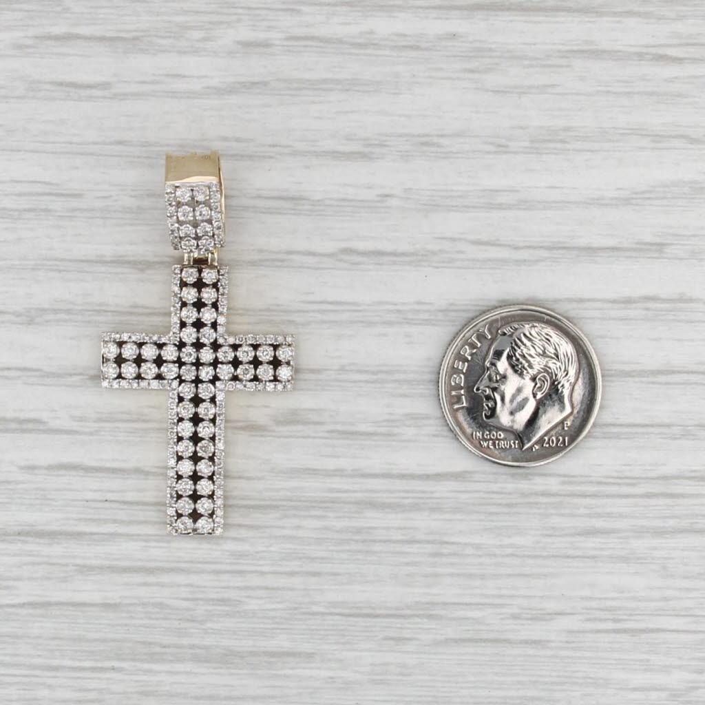 0.70ctw Diamond Cross Pendant 10k Yellow Gold Statement Religious Jewelry