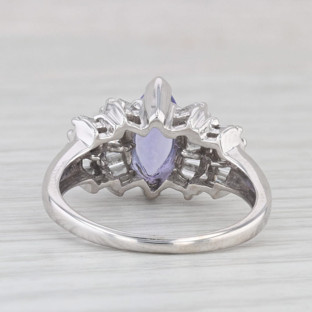 Light Gray 1.37ctw Marquise Tanzanite Diamond Ring 14k White Gold Size 7