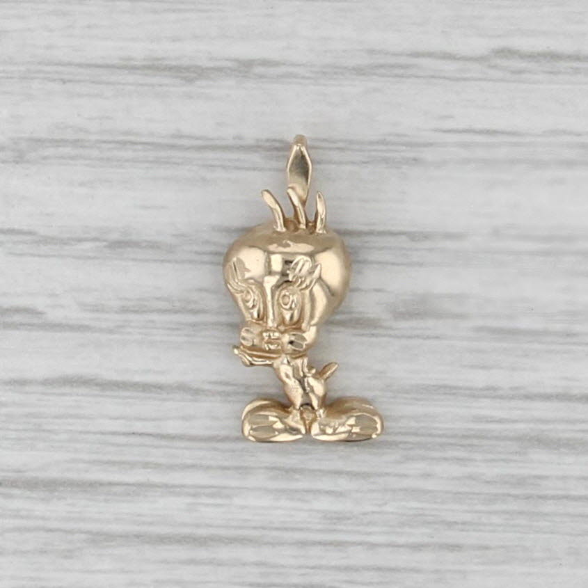 Small Tweety Bird Pendant 14k Yellow Gold Warner Brothers Cartoon Charm