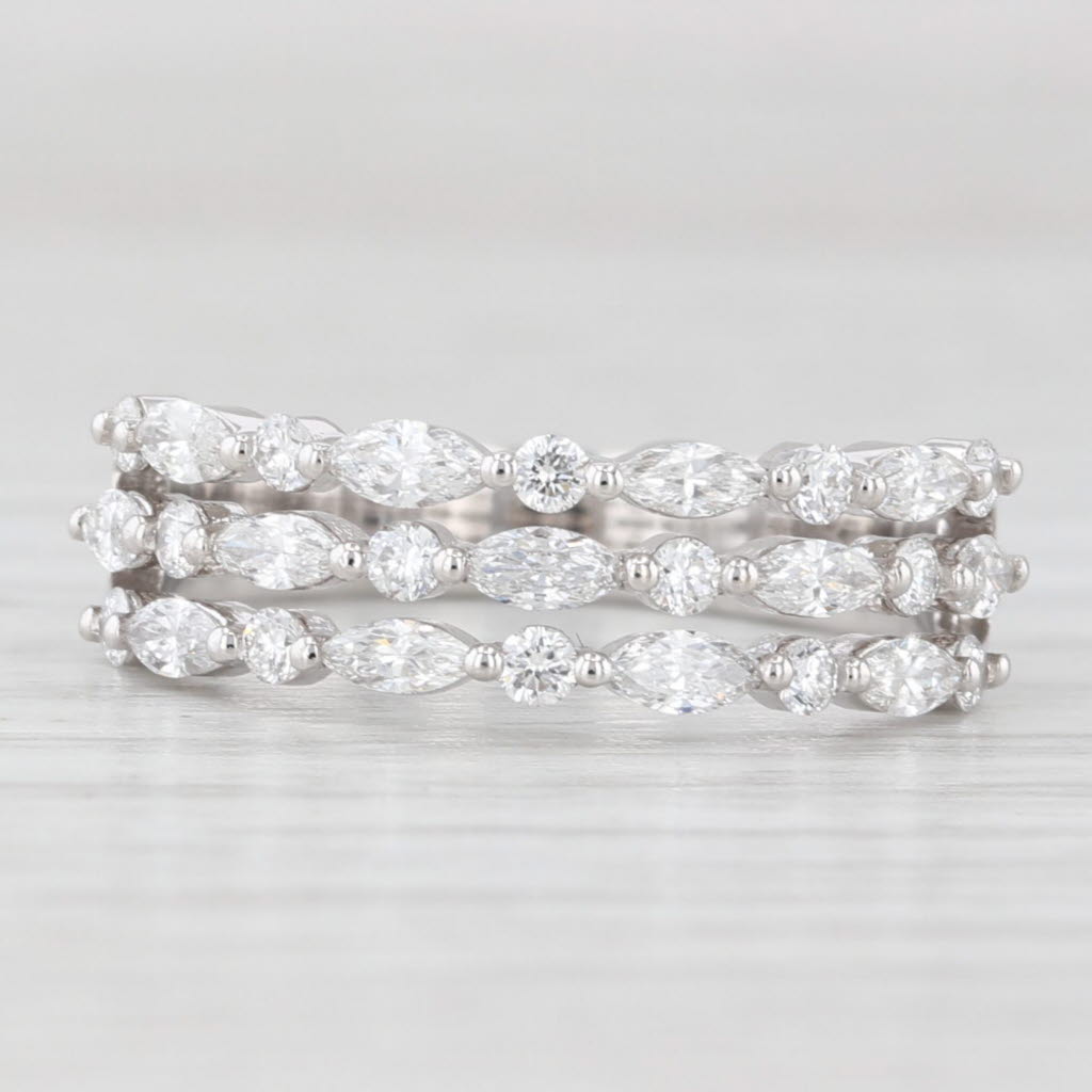 Light Gray New 0.78ctw Diamond 3-Band Ring 14k White Gold Size 6.25-6.5 Stackable Band