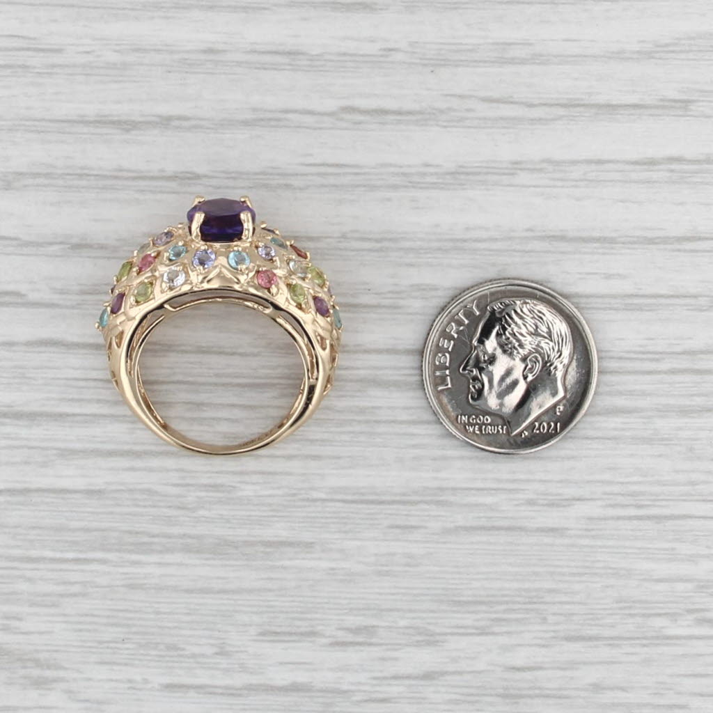 Amethyst Gemstone Ring 10k Gold Tourmaline Topaz Aquamarine Tanzanite Peridot