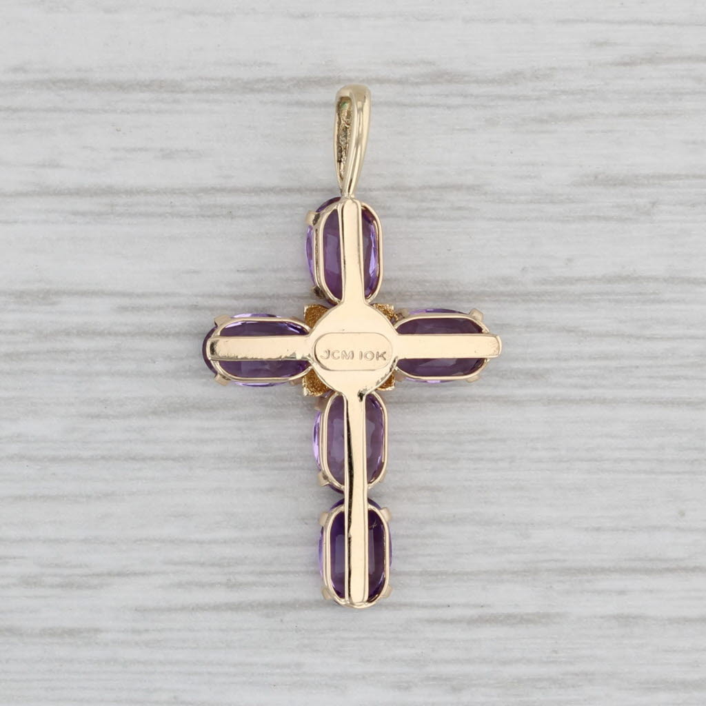 Gray 2.20ctw Amethyst Cross Pendant 10k Yellow Gold