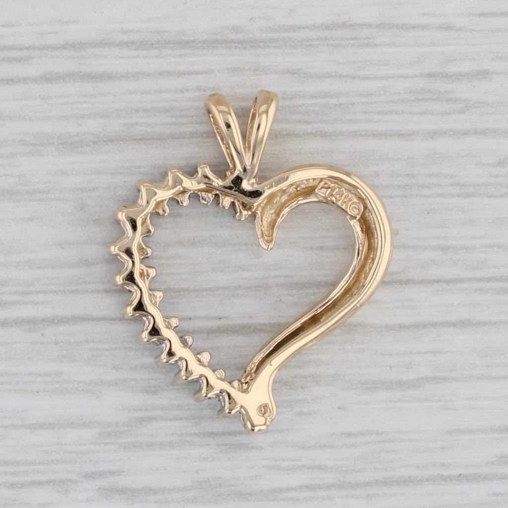 Gray 0.25ctw Diamond Open Heart Pendant 14k Yellow Gold