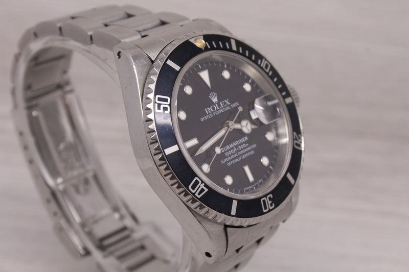 Rosy Brown Vintage 1991 Rolex Submariner 16610 Mens 40mm Steel Divers Watch w Box Hang Tag