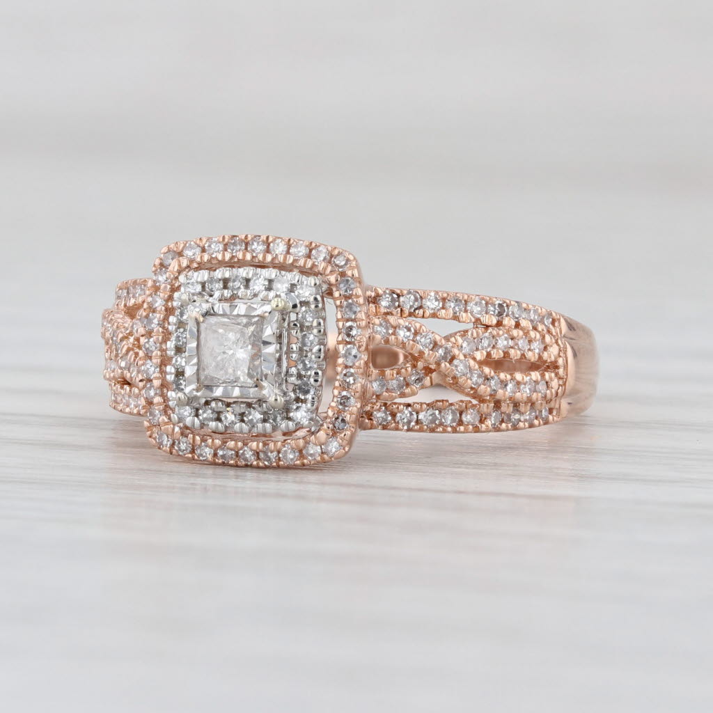 0.30ctw Diamond Halo Engagement Ring 10k Rose White Gold Size 7