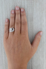 Rosy Brown 0.21ctw Diamond Engagement Ring Wedding Wrap Bridal Set Ring 14k White Gold